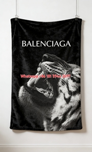 Balenciaga Monochrome Tiger Head Flannel Sofa Throw Blanket BA158